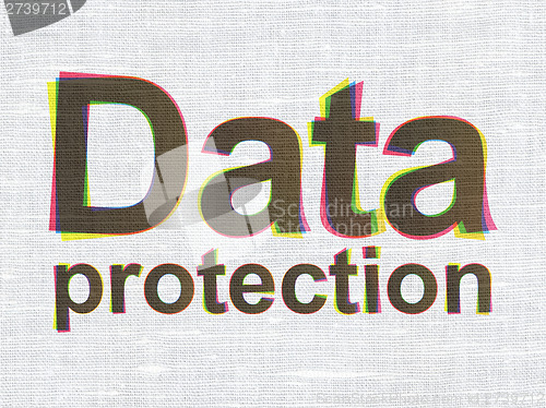 Image of Security concept: Data Protection on fabric texture background