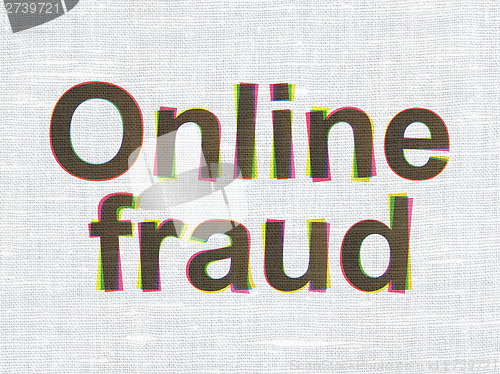 Image of Security concept: Online Fraud on fabric texture background