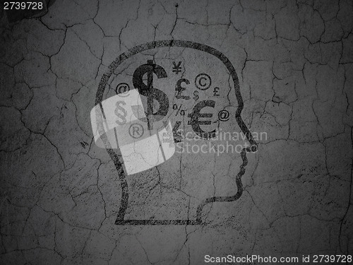 Image of Head With Finance Symbol on grunge wall