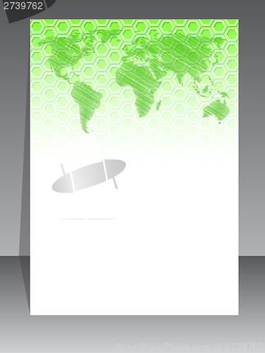 Image of Simplistic brochure design with green pattern and map