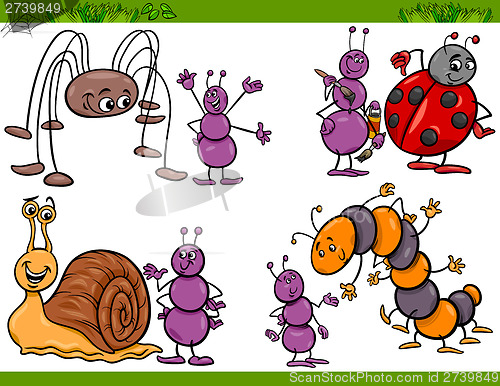 Image of happy insects set cartoon illustration