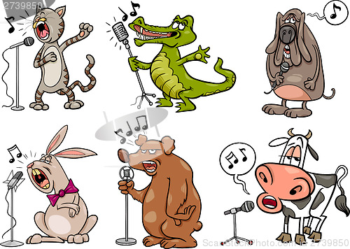 Image of singing animals set cartoon illustration