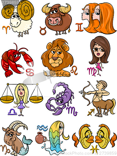 Image of horoscope zodiac signs set