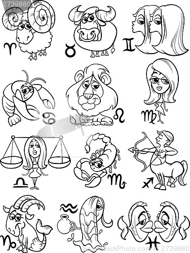 Image of horoscope zodiac signs set
