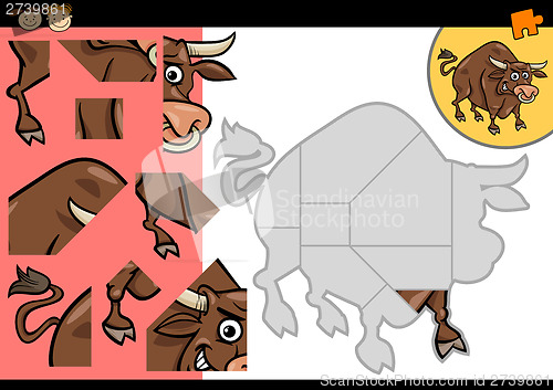 Image of cartoon bull jigsaw puzzle game