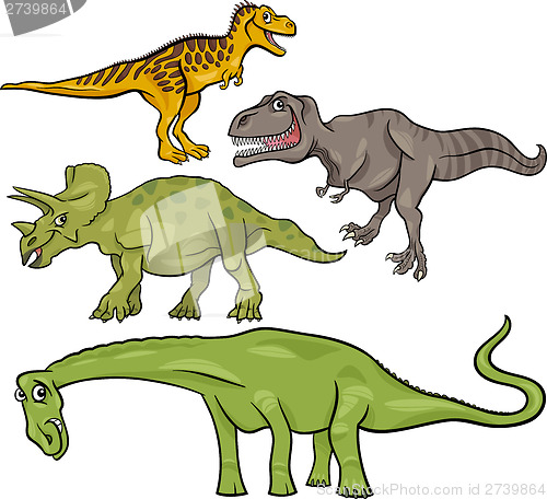 Image of prehistoric dinosaurs cartoon set