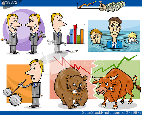 Image of businessmen cartoon concepts set