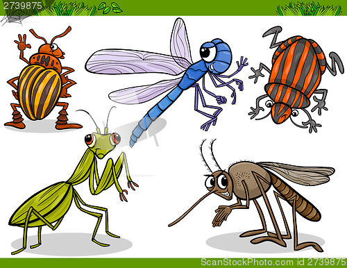 Image of happy insects set cartoon illustration