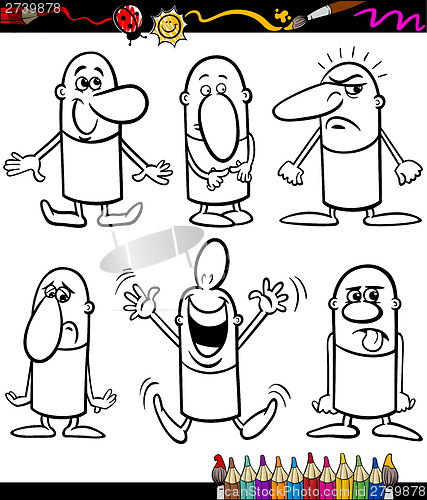 Image of cartoon emotions set for coloring book