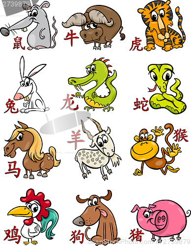 Image of chinese zodiac horoscope signs set