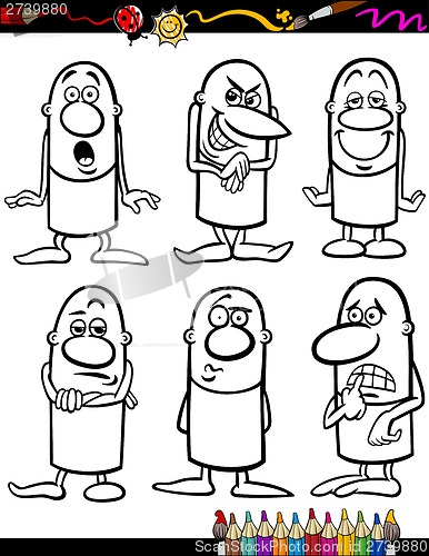 Image of cartoon emotions set for coloring book