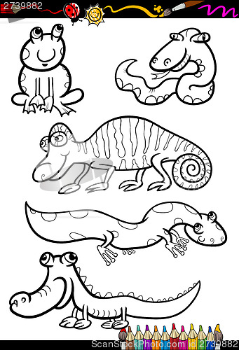 Image of cartoon animals set for coloring book