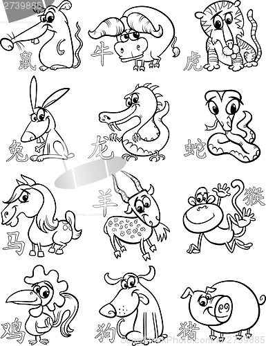 Image of chinese zodiac horoscope signs set