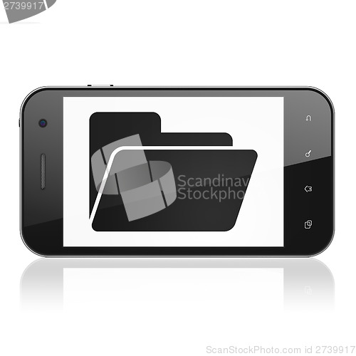 Image of Finance concept: Folder on smartphone