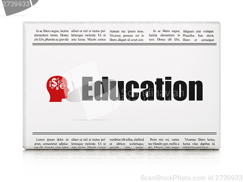 Image of newspaper with Education and Head