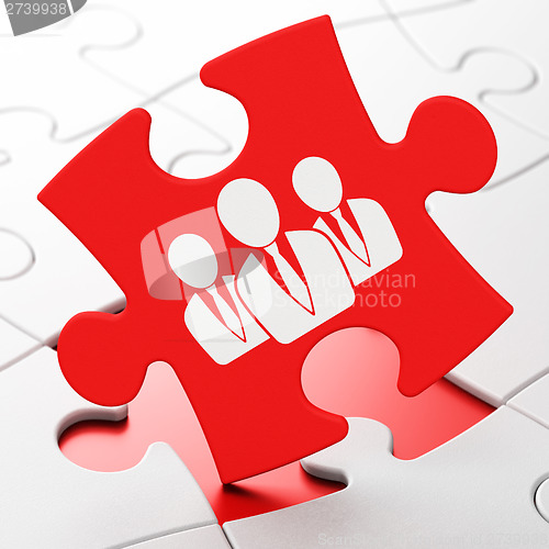 Image of News concept: Business People on puzzle background