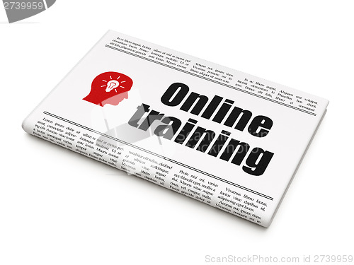 Image of Education news concept: newspaper with Online Training and Head