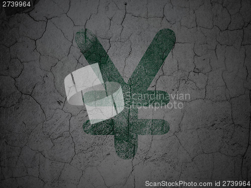 Image of Currency concept: Yen on grunge wall background
