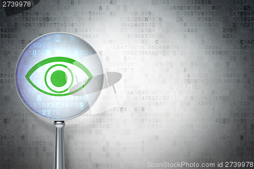 Image of Protection concept:  Eye with optical glass on digital