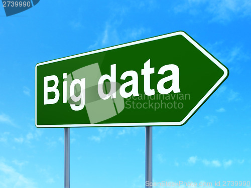 Image of Information concept: Big Data on road sign background