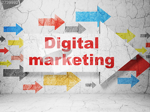 Image of Advertising concept: arrow Digital Marketing on grunge wall