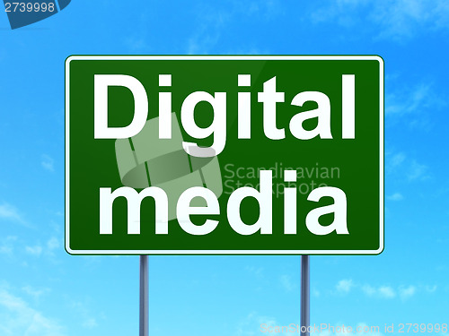 Image of Advertising concept: Digital Media on road sign background