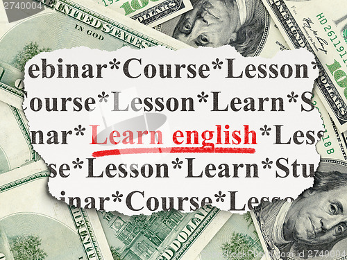 Image of Education concept: Learn English on Money background