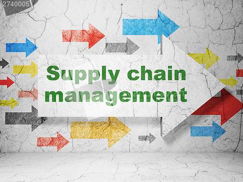 Image of Advertising concept: arrow Supply Chain Management on wall