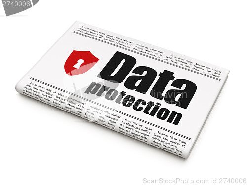 Image of Security news concept: newspaper with Data Protection Shield