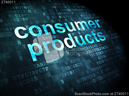 Image of Finance concept: Consumer Products on digital background