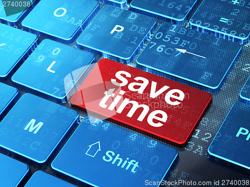Image of Timeline concept: Save Time on computer keyboard background