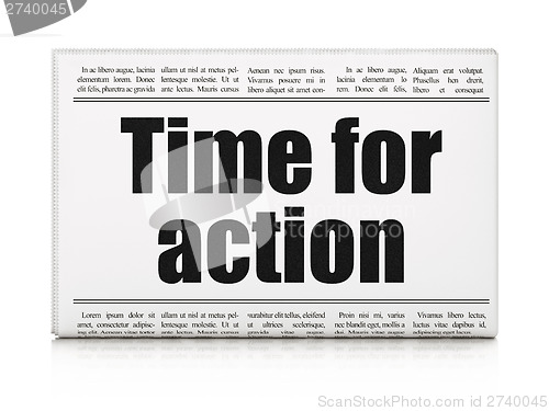 Image of Timeline news concept: newspaper headline Time for Action