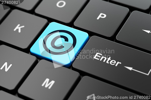 Image of Law concept: Copyright on computer keyboard background