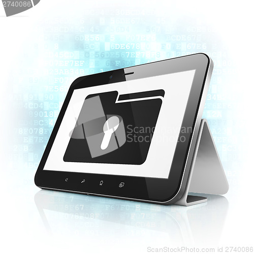 Image of Business concept: Folder With Keyhole on tablet pc computer