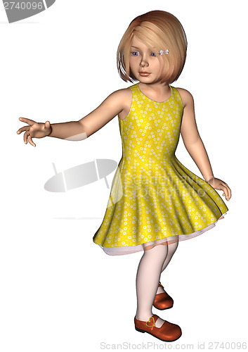 Image of Cute Little Girl on White