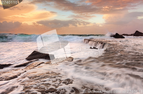 Image of Waves Waterfalls and Sea Foam