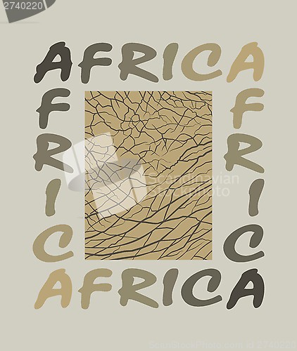 Image of Africa - background with text and texture elephant 