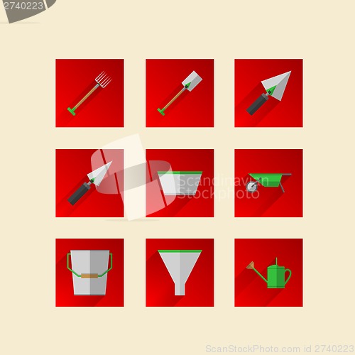 Image of Flat icons for gardening tools