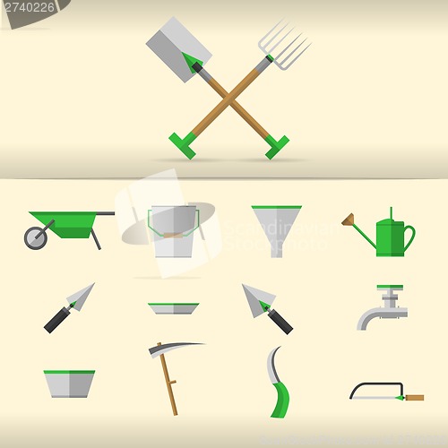 Image of Illustration of gardening tools