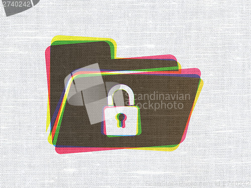 Image of Finance concept: Folder With Lock on fabric texture background