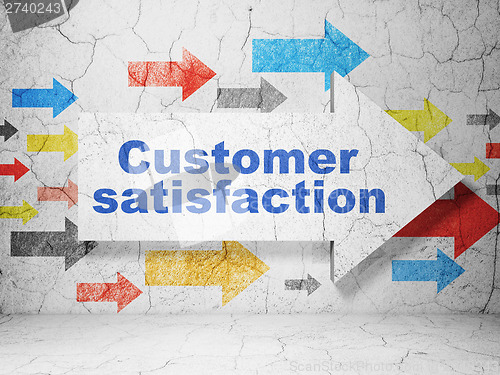 Image of Advertising concept: arrow Customer Satisfaction on grunge wall