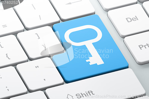 Image of Privacy concept: Key on computer keyboard background