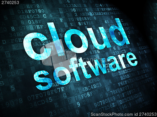 Image of Cloud networking concept: Cloud Software on digital background