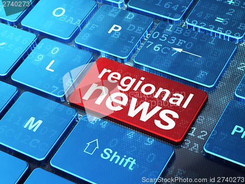 Image of News concept: Regional News on computer keyboard background