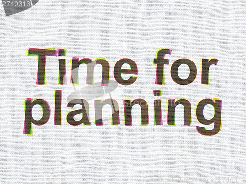 Image of Timeline concept: Time for Planning on fabric texture background