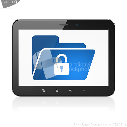 Image of Business concept: Folder With Lock on tablet pc computer