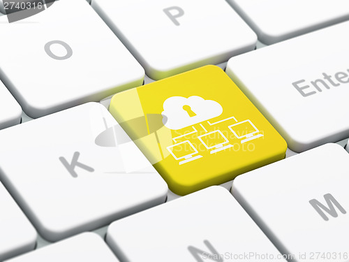 Image of Security concept: Cloud Network on computer keyboard background