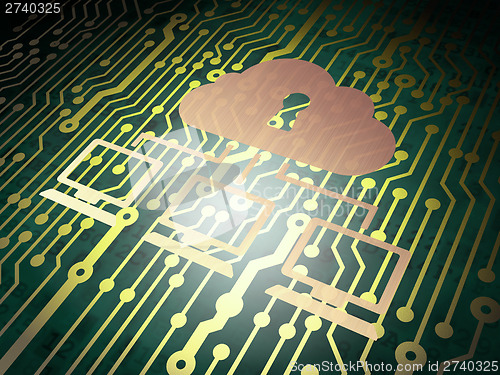 Image of Security concept: circuit board with Cloud Network