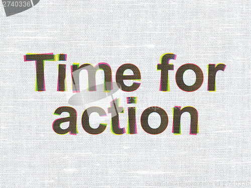 Image of Timeline concept: Time for Action on fabric texture background