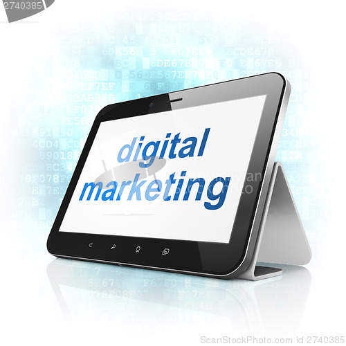 Image of Advertising concept: Digital Marketing on tablet pc computer